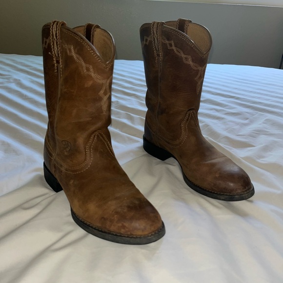 Classic Brown Leather Cowboy Boots - Picture 6 of 7